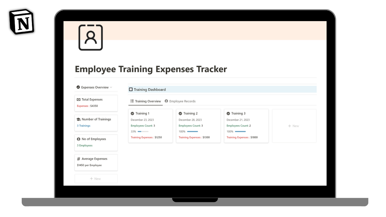 How to track employee training expenses in Notion