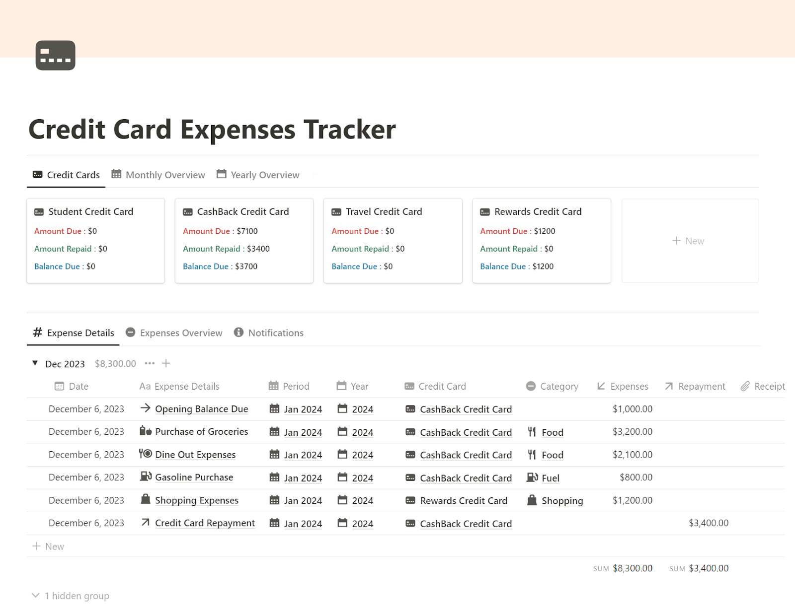 Credit Card Expense Tracker