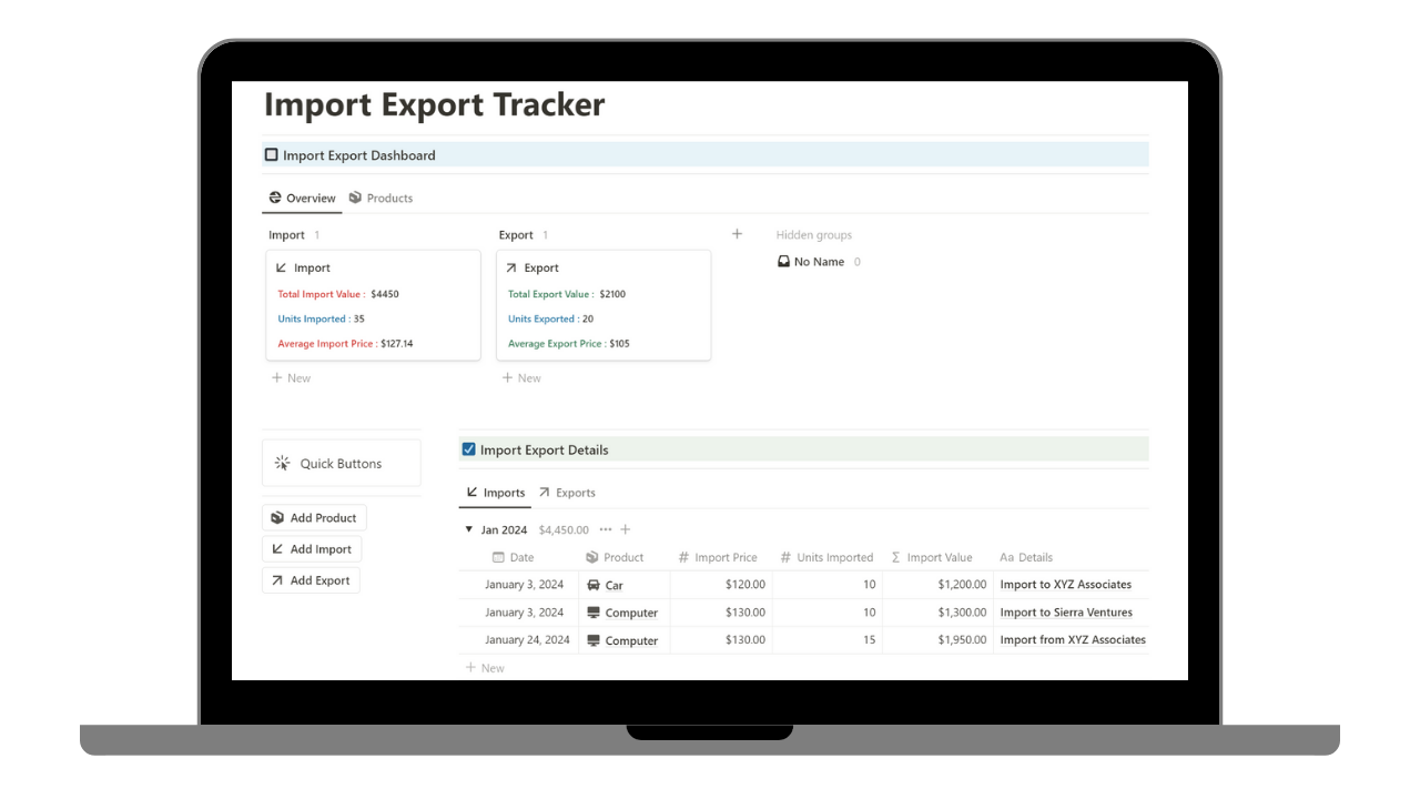 Import Export Tracker